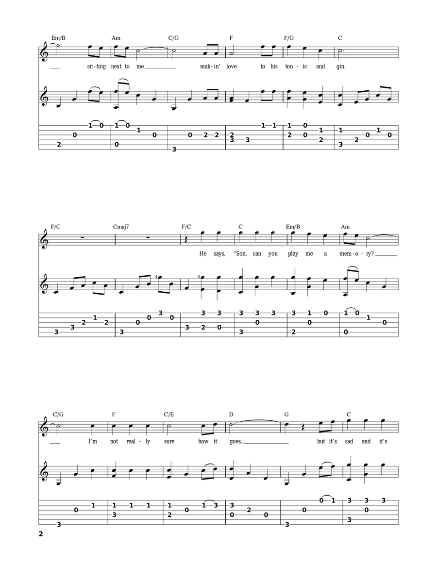 Piano Man Acoustic Guitar scores gallery preview page 2