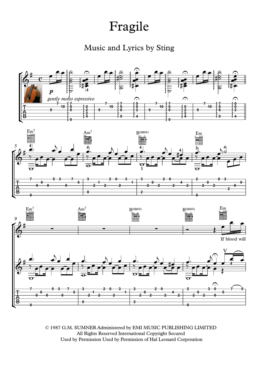 Fragile Acoustic Guitar scores gallery preview page 1