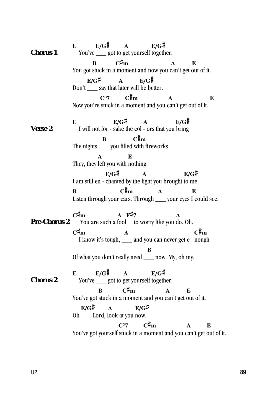 Stuck In A Moment You Can't Get Out Of Acoustic Guitar scores gallery preview page 2