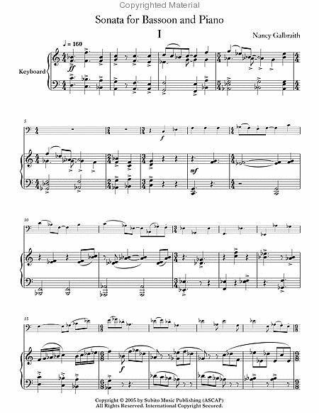 Sonata by Nancy Galbraith Bassoon Solo - Sheet Music