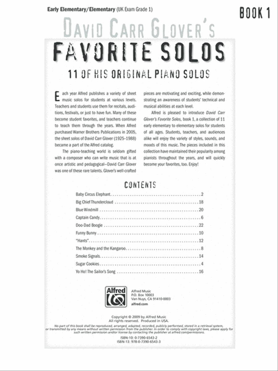 David Carr Glover's Favorite Solos, Book 1