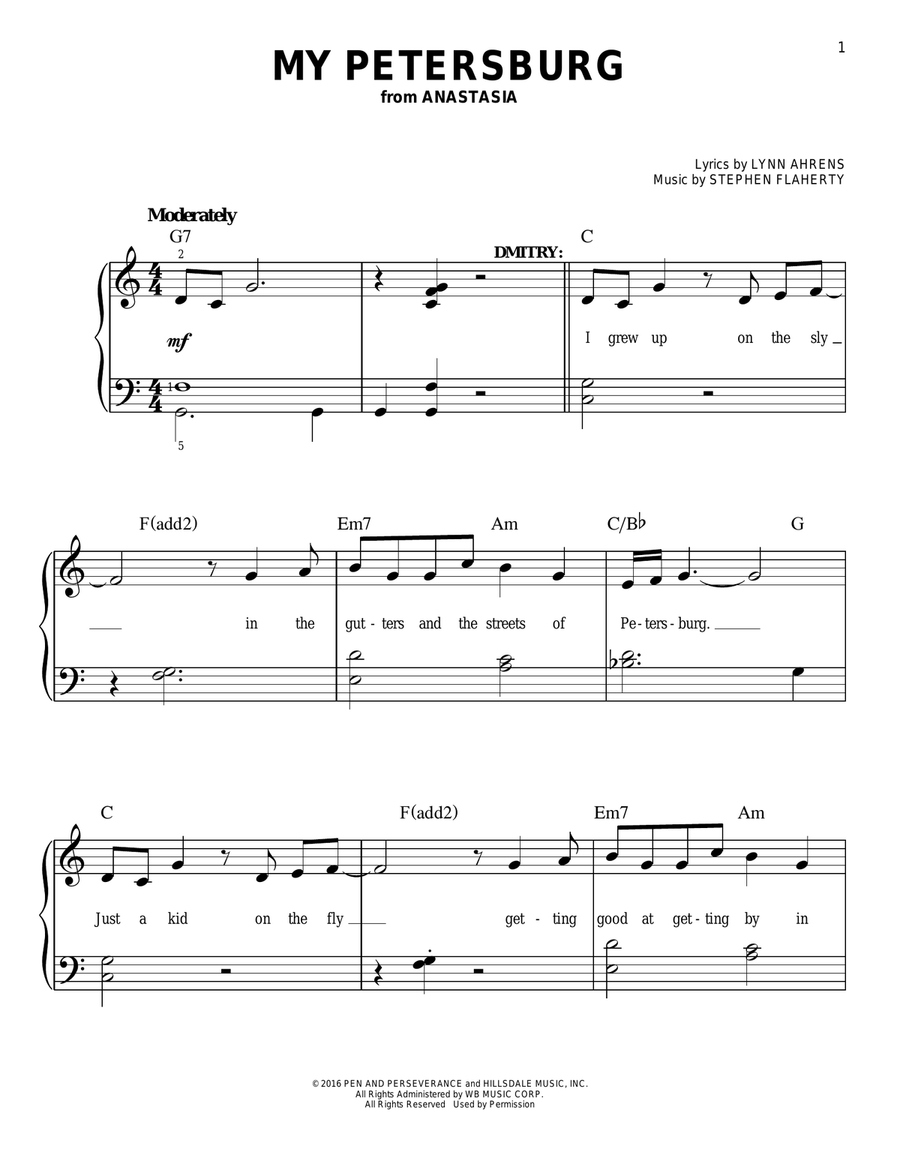 My Petersburg Easy Piano scores gallery preview page 1