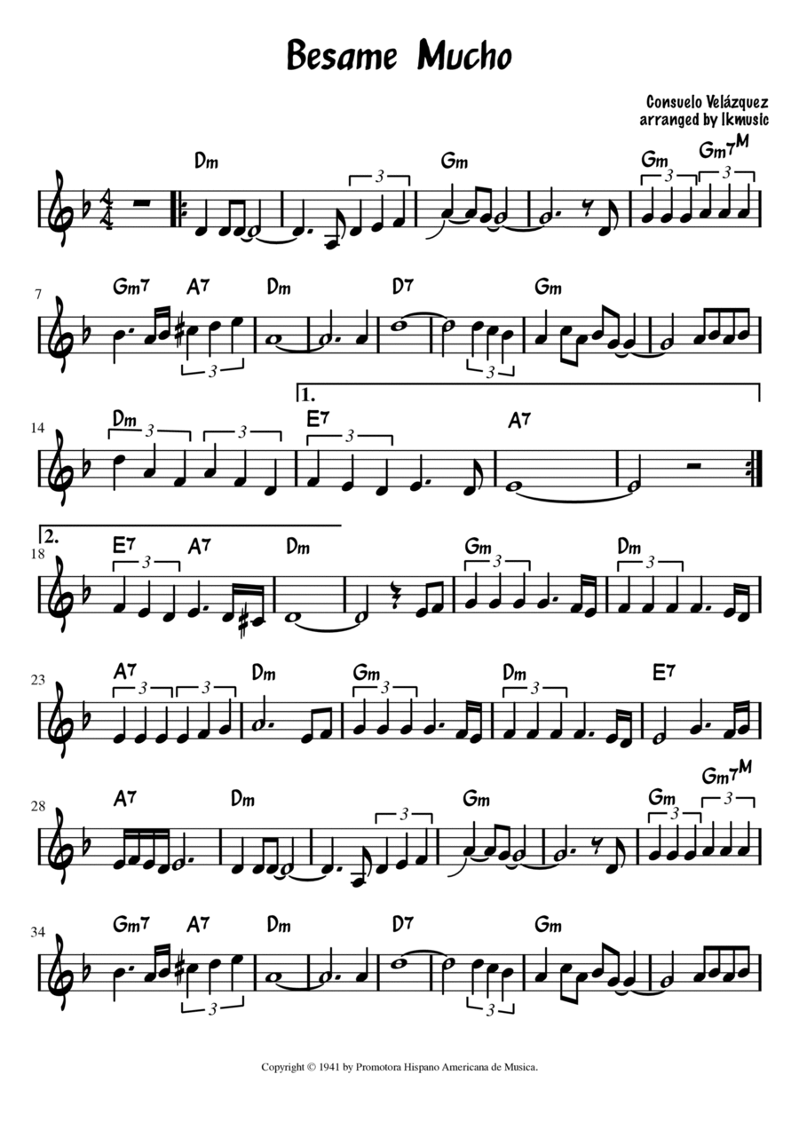 Bésame Mucho B-Flat Trumpet scores gallery preview page 1