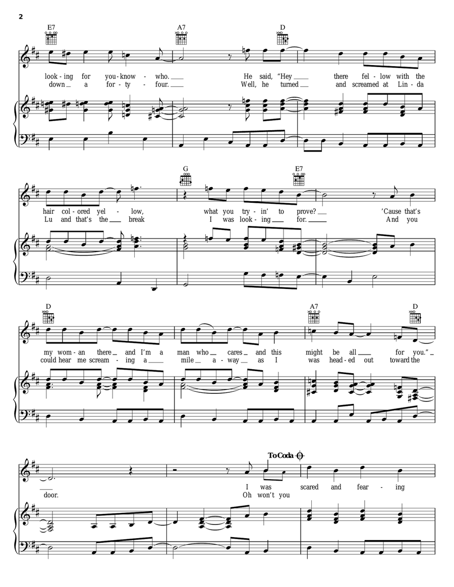 Gimme Three Steps Piano, Vocal, Guitar scores gallery preview page 2