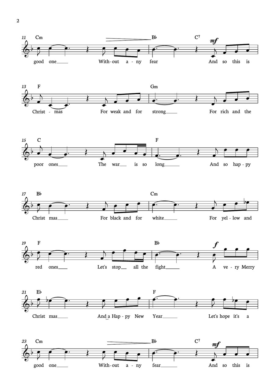 Happy Xmas (war Is Over) Acoustic Guitar scores gallery preview page 2