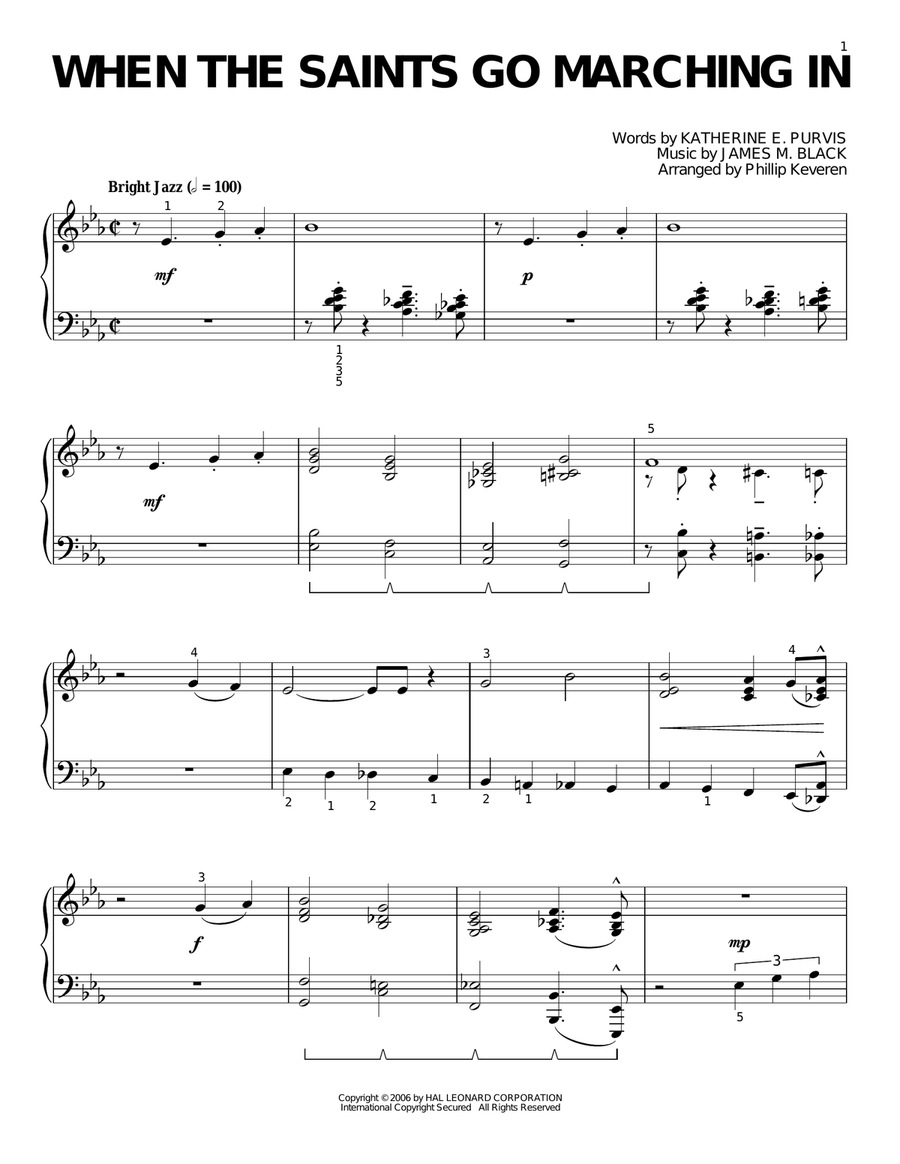 When The Saints Go Marching In (arr. Phillip Keveren) Piano Solo scores gallery preview page 1