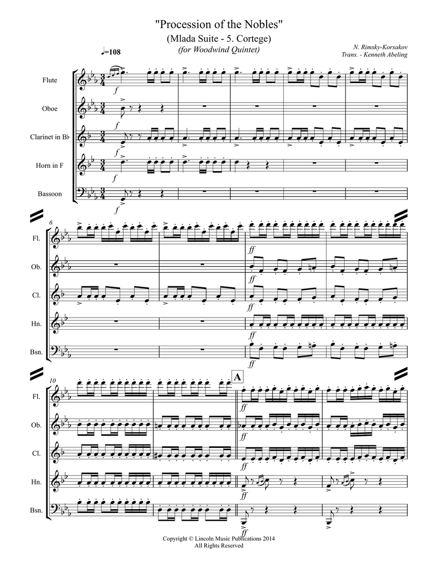 Procession of the Nobles from Mlada (for Woodwind Quintet) Woodwind Quintet scores gallery preview page 2
