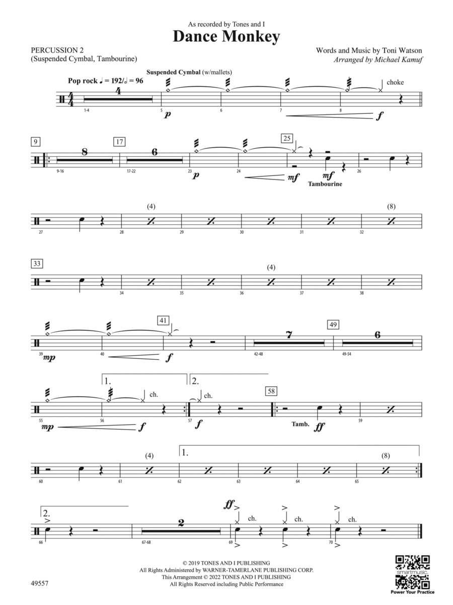Dance Monkey: 2nd Percussion Concert Band scores gallery preview page 1