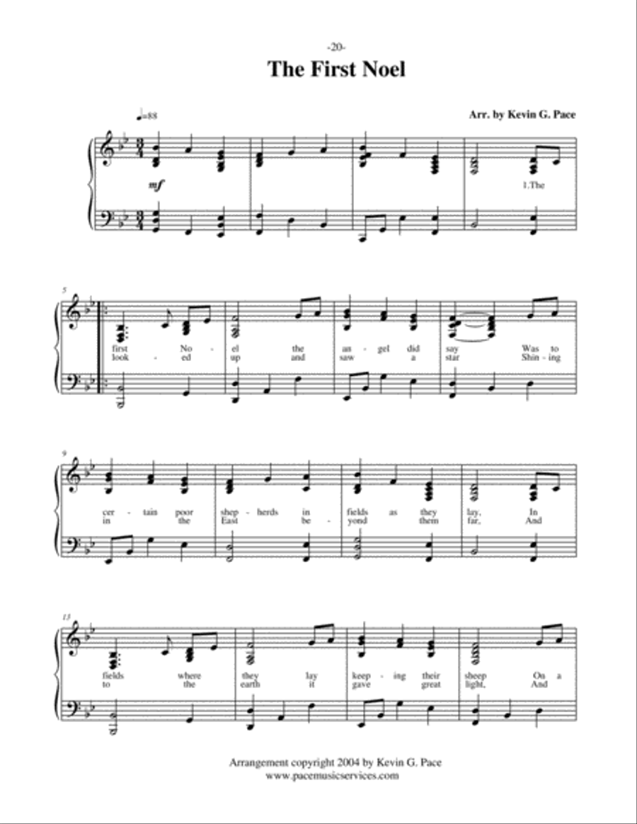 The First Noel - piano solo, vocal solo or unison choir with piano accompaniment. Unison Choir scores gallery preview page 2