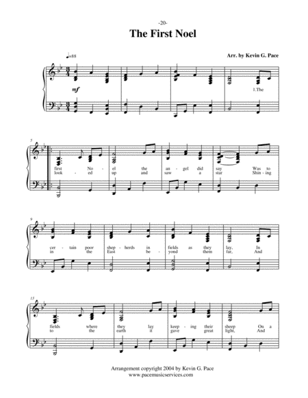 The First Noel - piano solo, vocal solo or unison choir with piano accompaniment. image number null