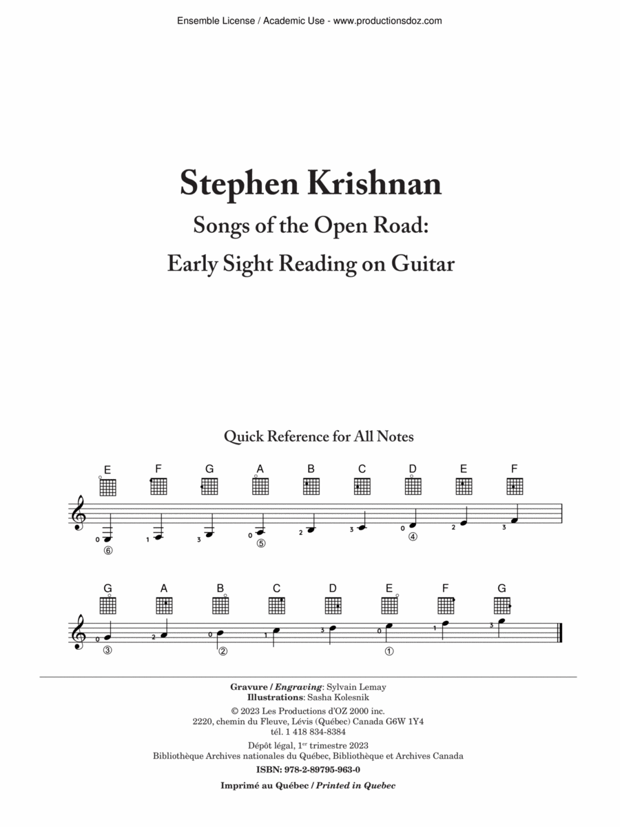 Songs of the Open Road: Early sight reading Classical Guitar scores gallery preview page 1