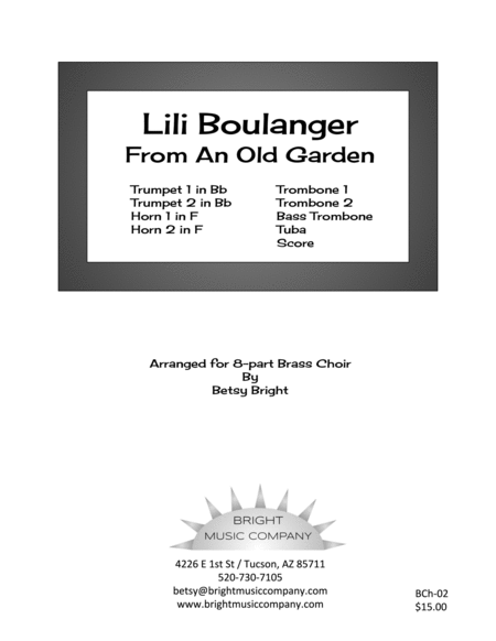 Lili Boulanger: From an Old Garden (for 8-part brass choir) image number null