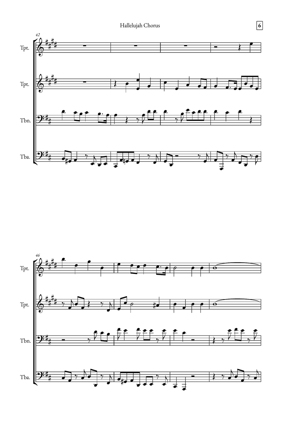 Hallelujah Chorus Brass Quartet scores gallery preview page 6
