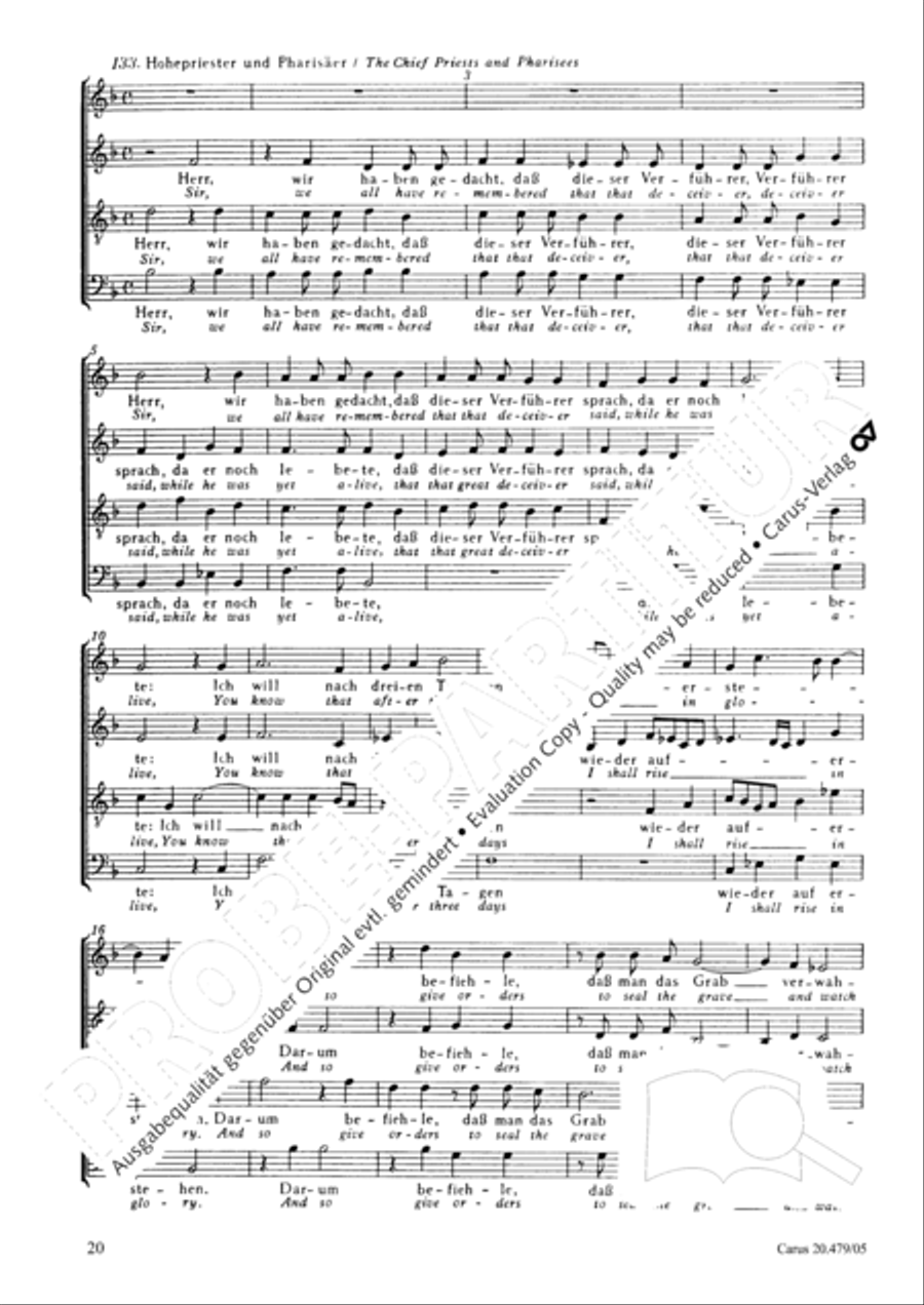St. Matthew Passion (Matthaus-Passion) 4-Part scores gallery preview page 21