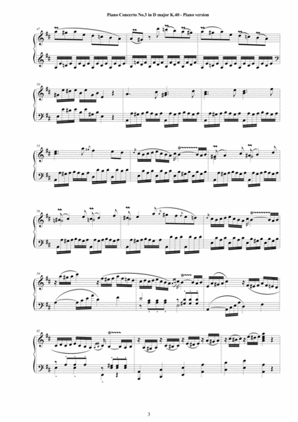 Mozart - Piano Concerto No.3 in D major K 40 - Piano version image number null