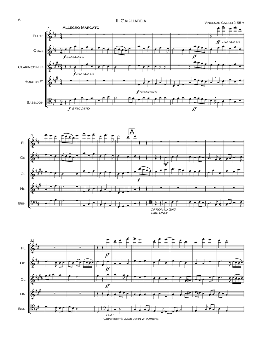 Ancient Airs and Dances, Suite No. 1. Arranged for Wind Quintet Woodwind Quintet scores gallery preview page 6