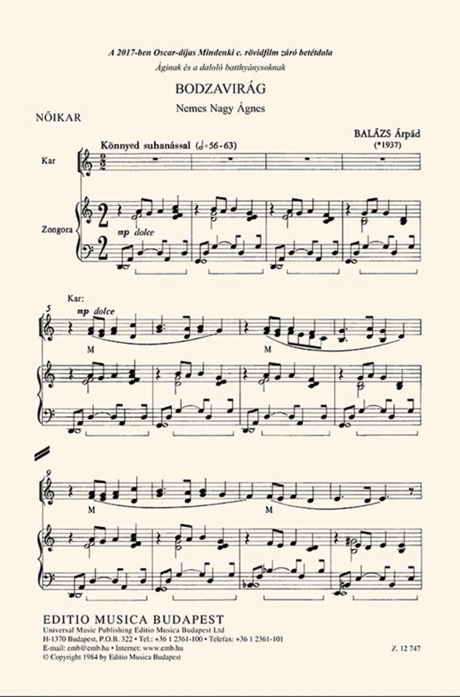 Bodzavirág Choir scores gallery preview page 1