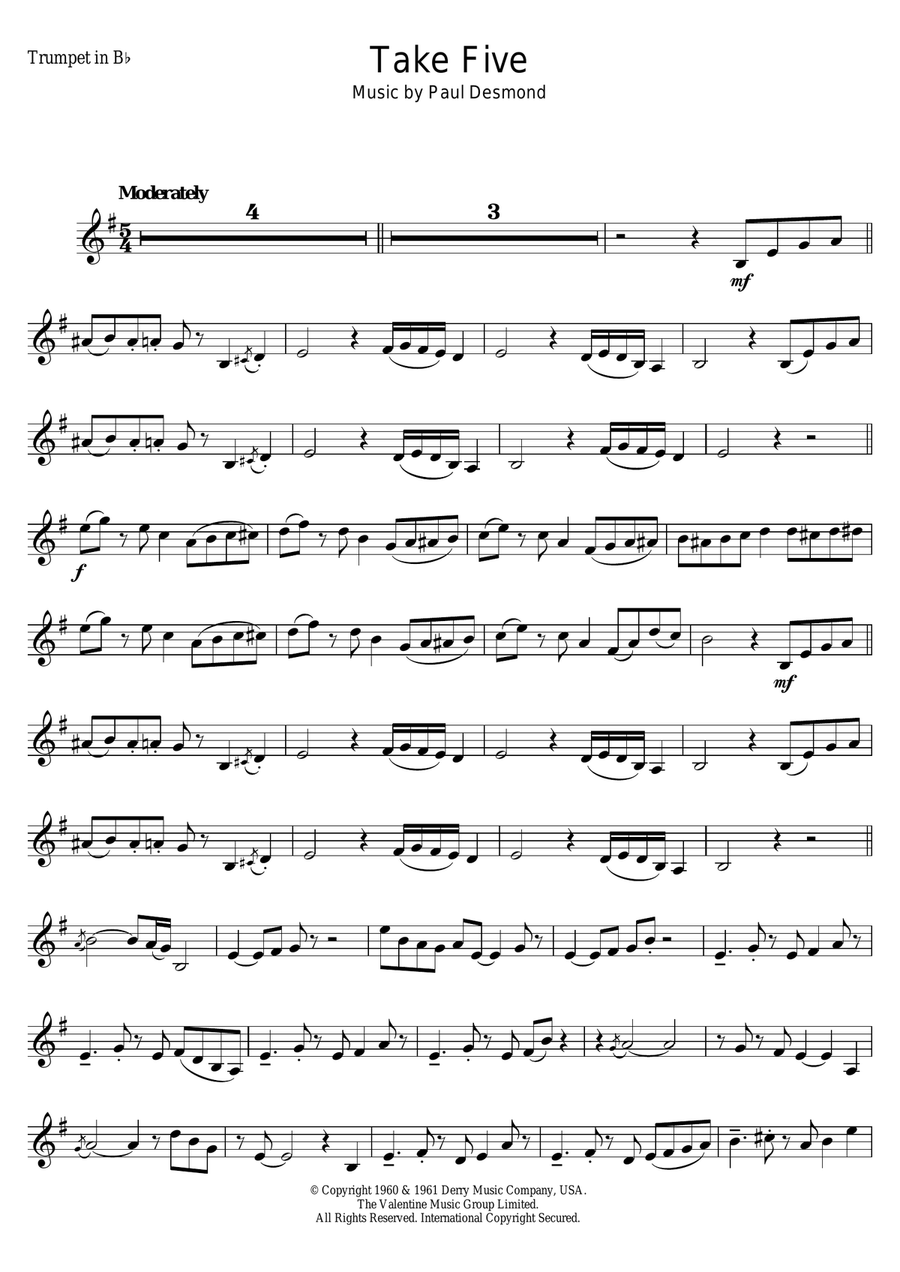 Take Five Trumpet Solo scores gallery preview page 1
