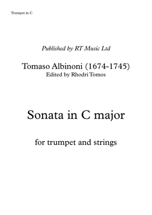 Book cover for Albinoni Sonata in C major for trumpet and strings. Trumpet solo parts.
