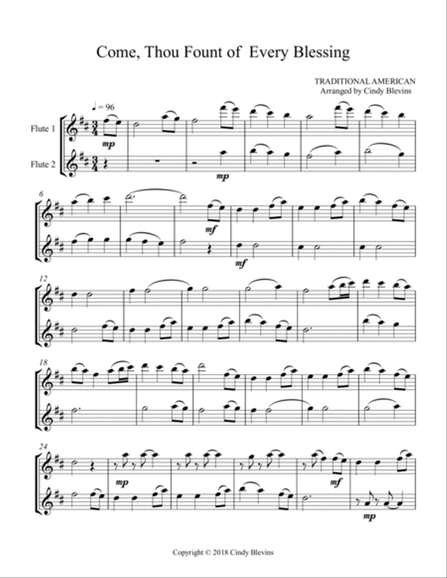 Come, Thou Fount of Every Blessing, Flute Duet image number null