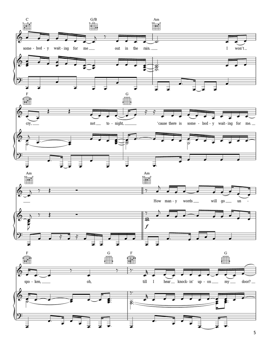 Somebody Somebody Piano, Vocal, Guitar scores gallery preview page 5
