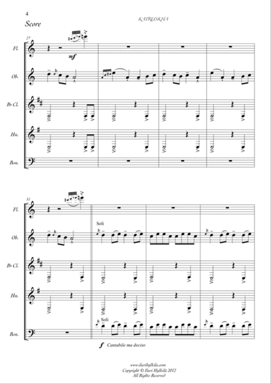 Katruskha (woodwind quintet) Woodwind Quintet scores gallery preview page 4