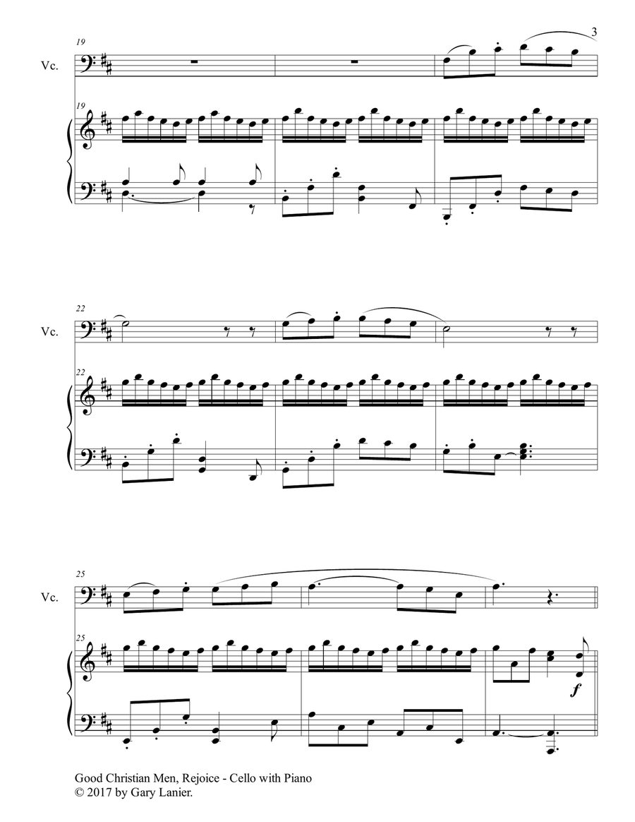 GOOD CHRISTIAN MEN, REJOICE (Cello with Piano & Score/Part) Piano scores gallery preview page 4