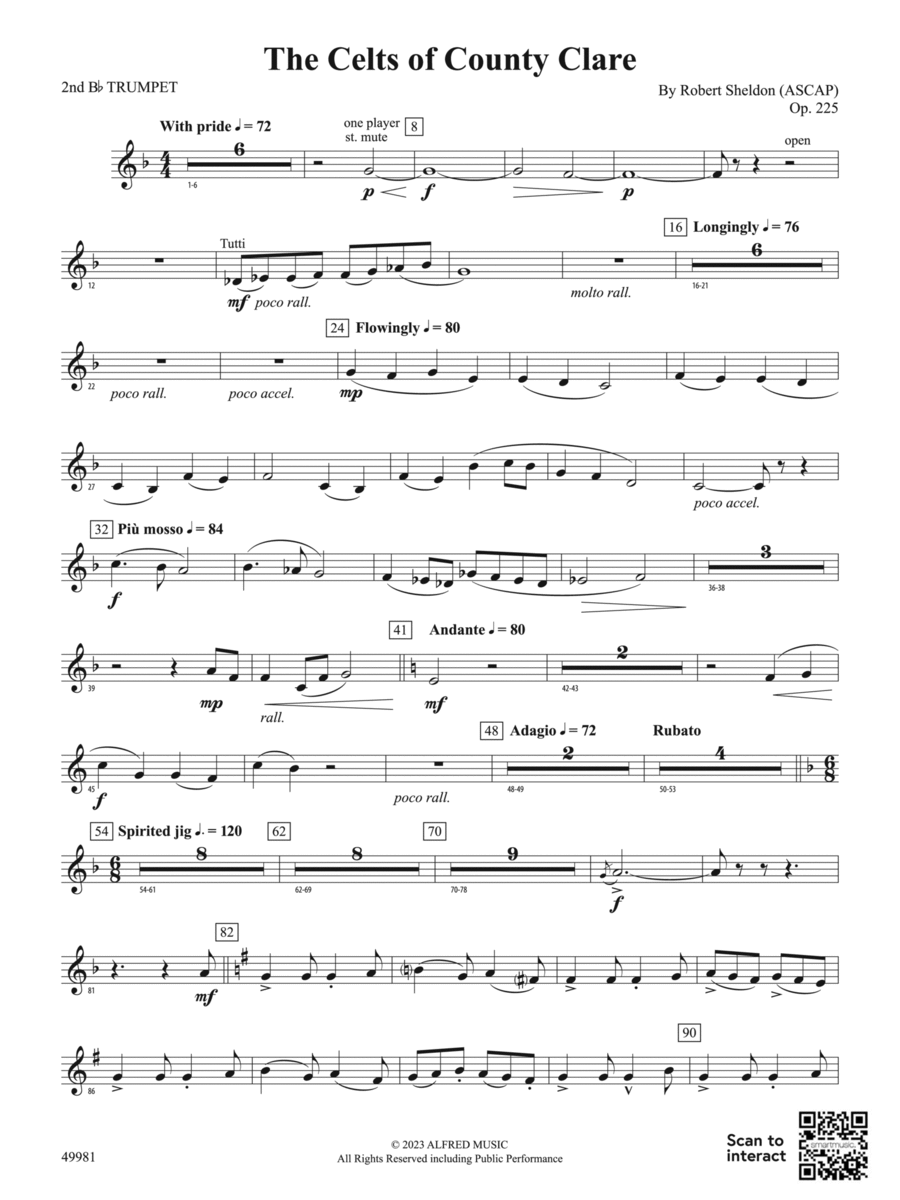 The Celts of County Clare: 2nd B-flat Trumpet Concert Band scores gallery preview page 1