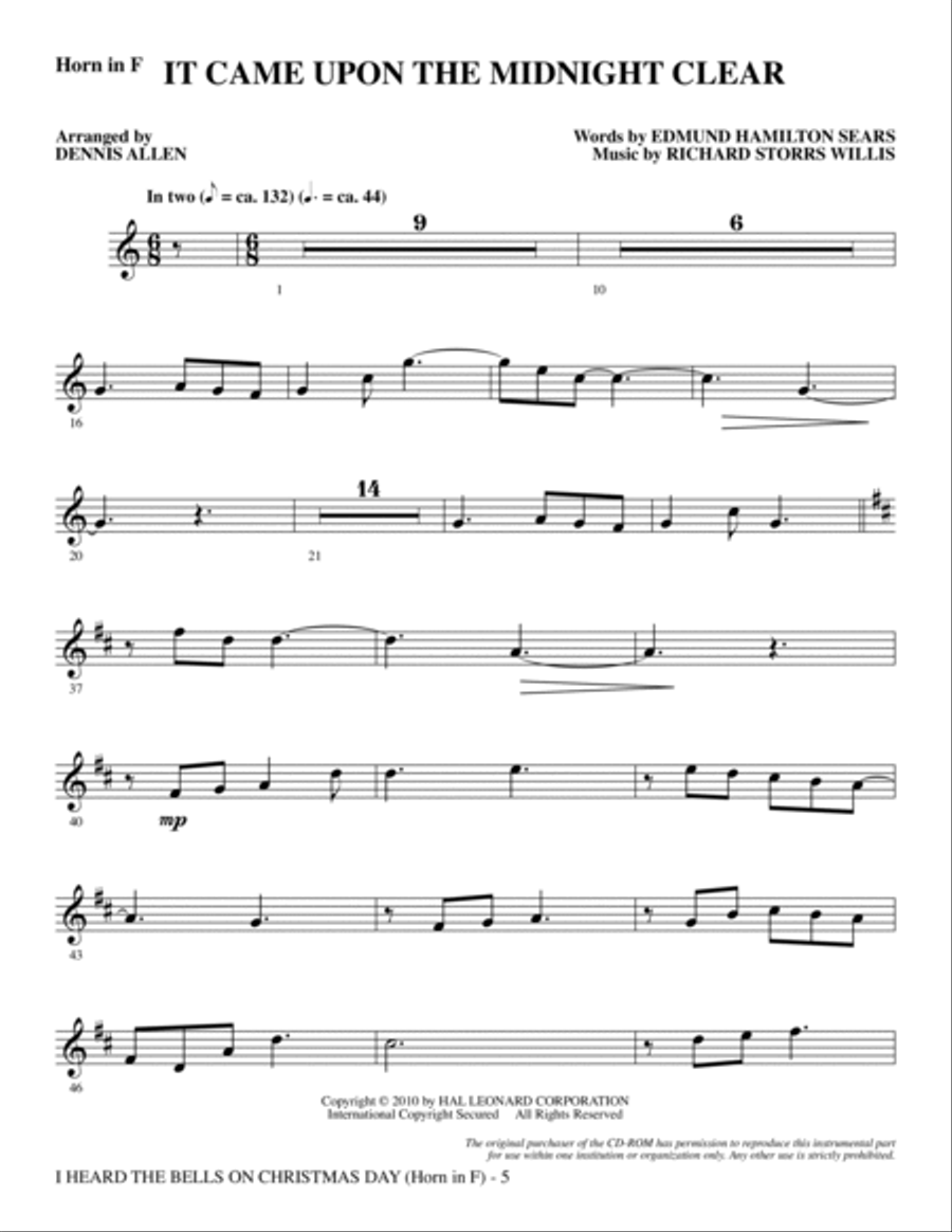 I Heard The Bells On Christmas Day (Celebrating Peace On Earth) - Horn in F Choir scores gallery preview page 5