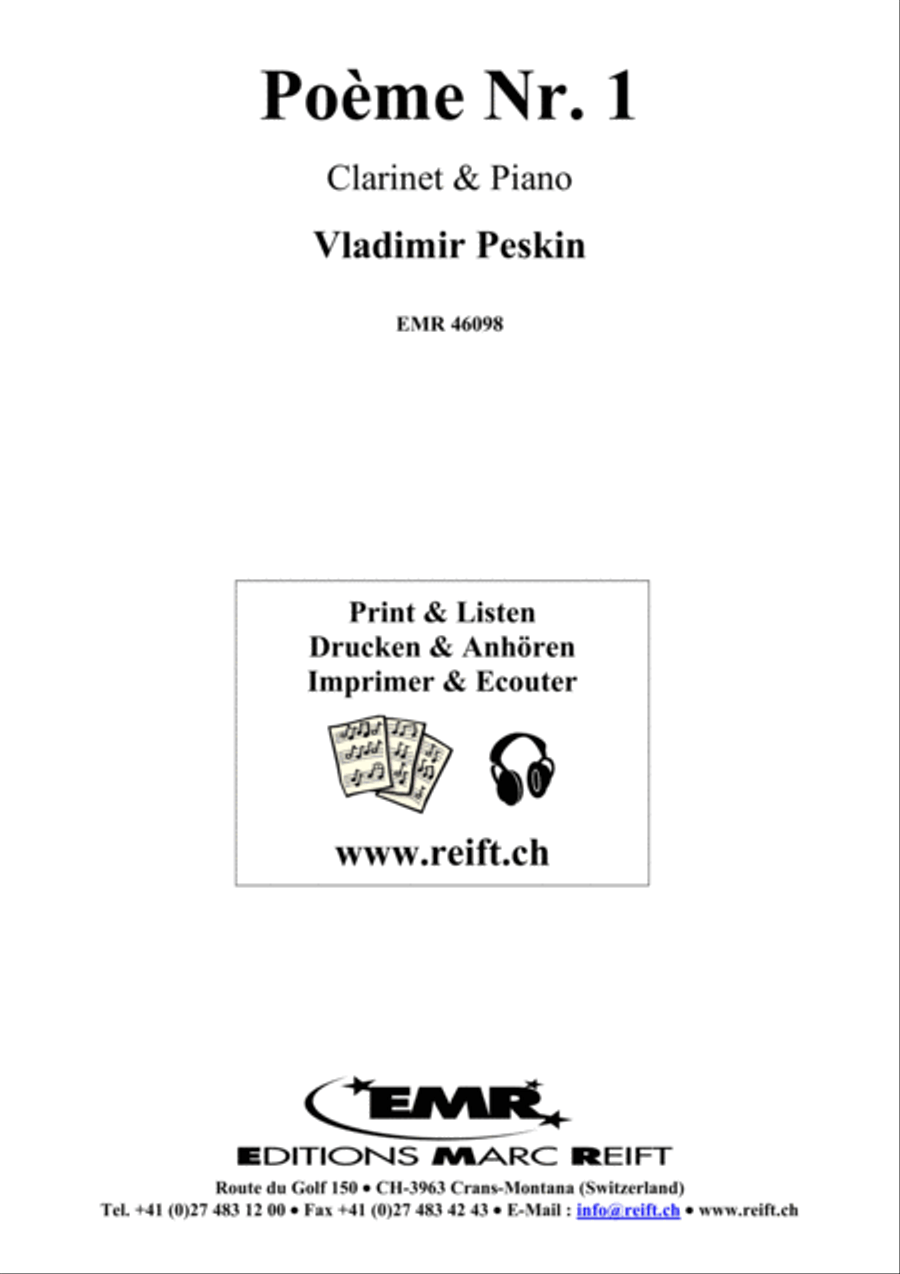 Poeme No. 1 Clarinet Solo scores gallery preview page 1