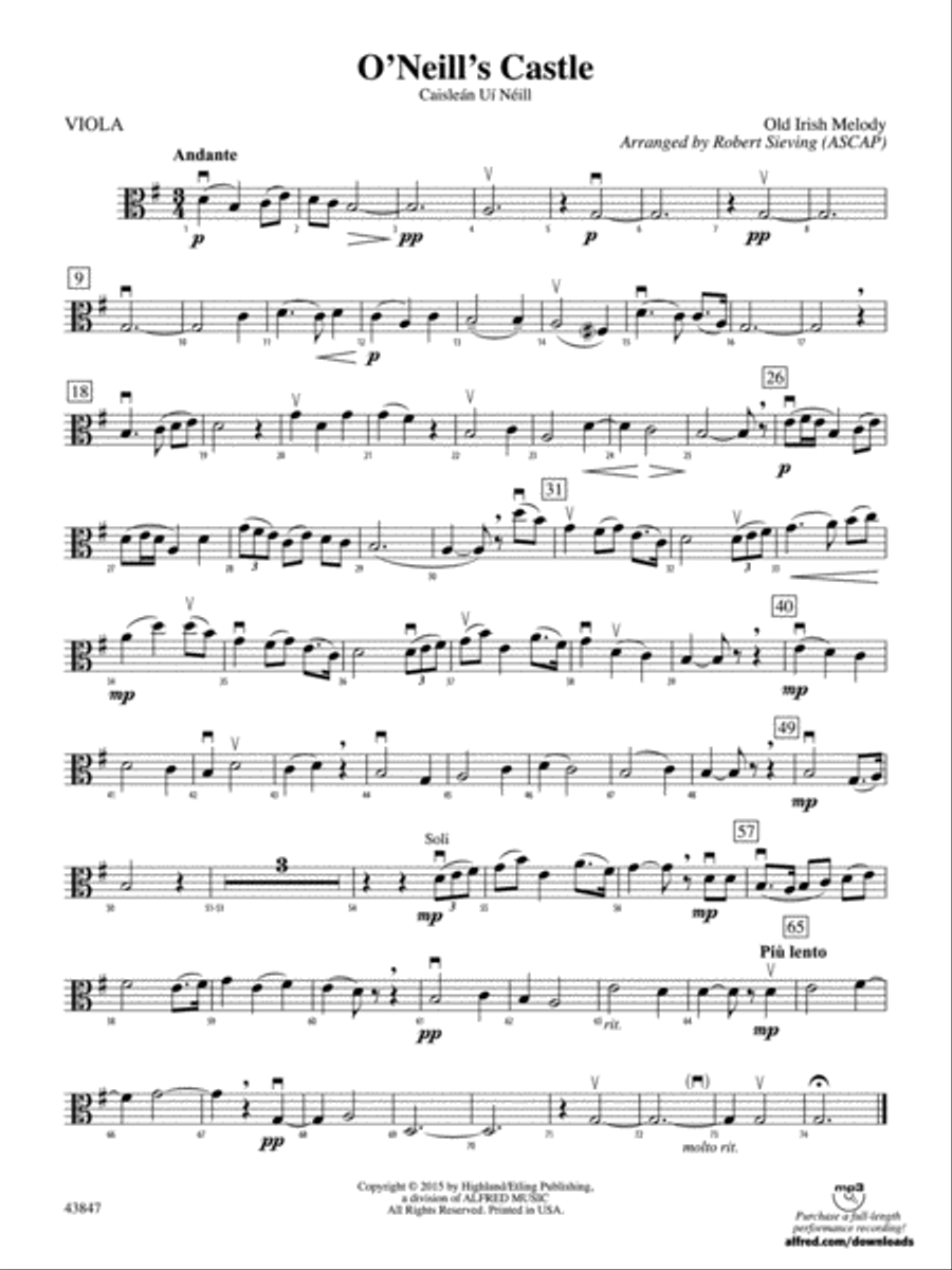 O'Neill's Castle: Viola String Orchestra scores gallery preview page 1
