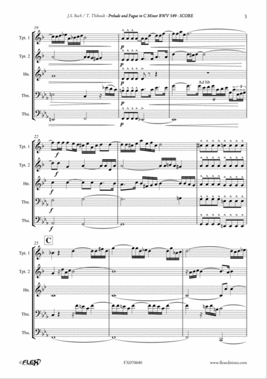 Prelude & Fugue in C Minor - BWV 549 Brass Quintet scores gallery preview page 4