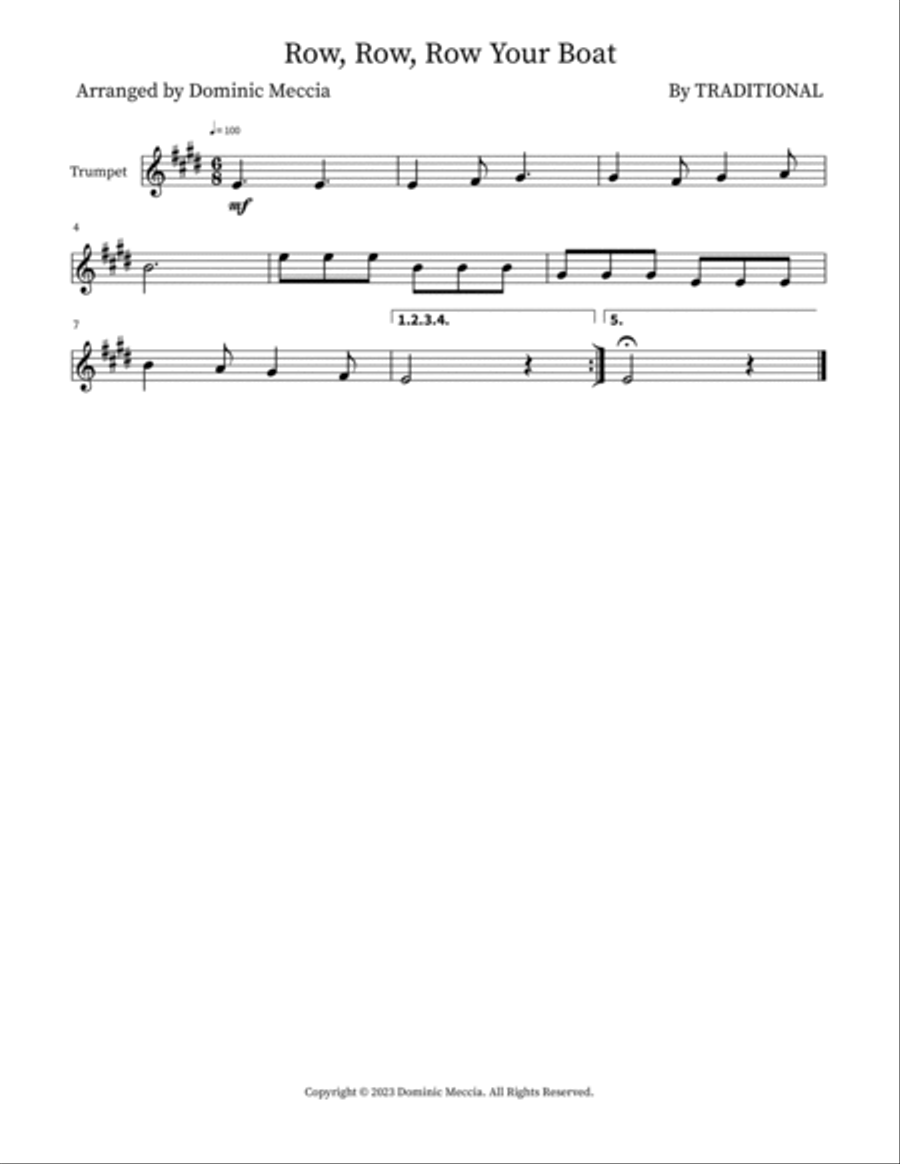 Row, Row, Row Your Boat Brass Duet scores gallery preview page 2