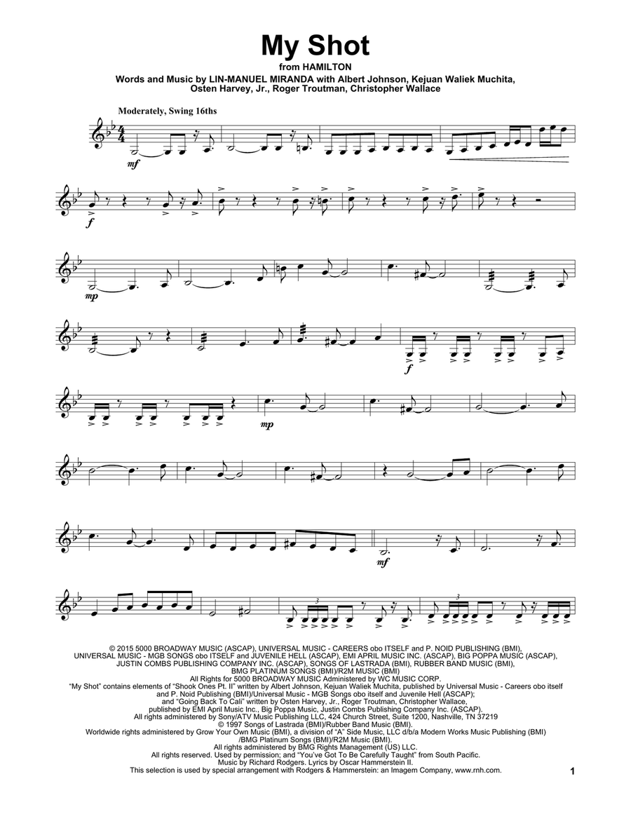 My Shot (from Hamilton) Violin Solo scores gallery preview page 1