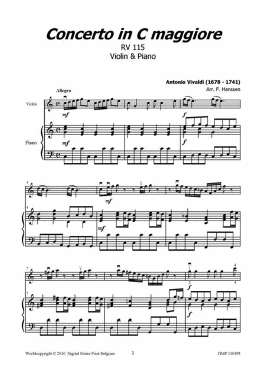 Concerto In C Maggiore Violin Solo scores gallery preview page 2
