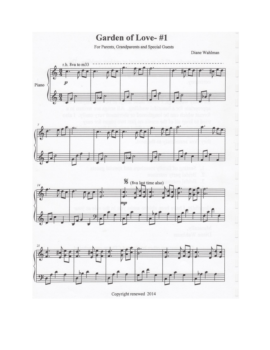 Garden of Love Piano Solo scores gallery preview page 1