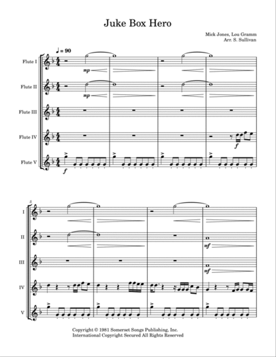 Juke Box Hero Woodwind Quintet scores gallery preview page 2