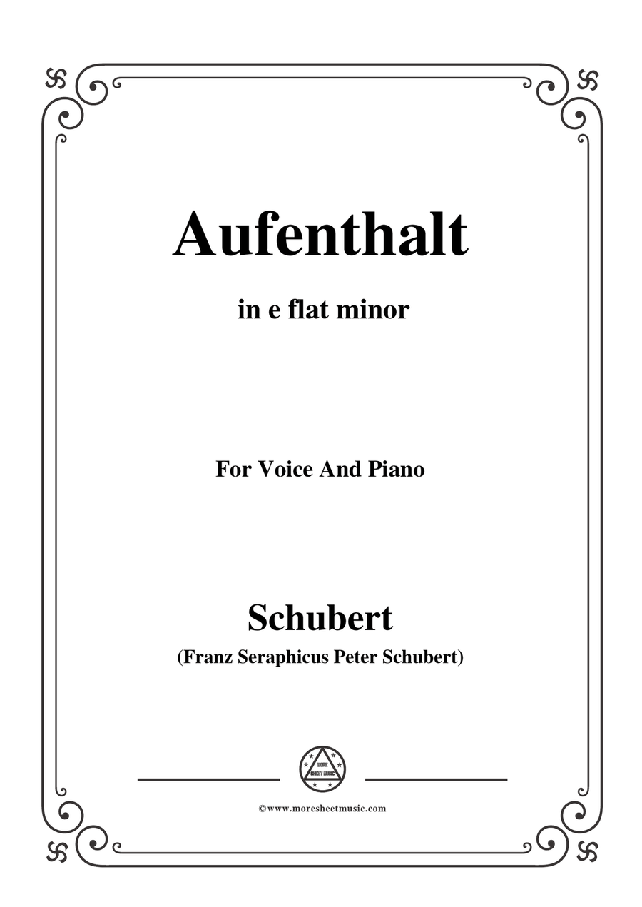Schubert-Aufenthalt,in e flat minor,for Voice&Piano
