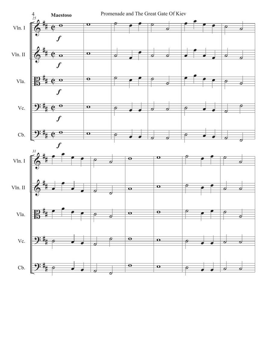 Promenade and The Great Gate Of Kiev String Orchestra scores gallery preview page 4