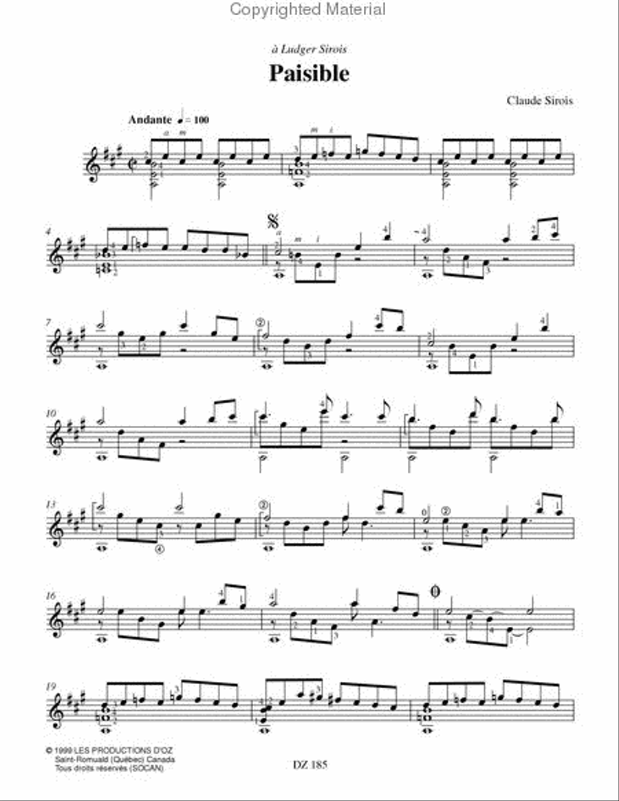 Paisible... Classical Guitar scores gallery preview page 2