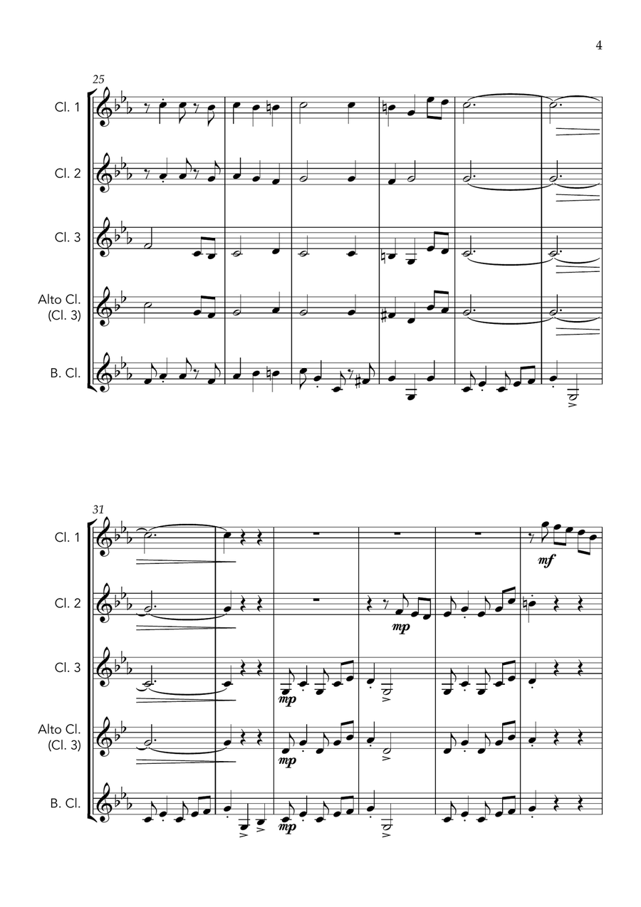 The House of the Rising Sun - for Clarinet Quartet Clarinet Quartet scores gallery preview page 5