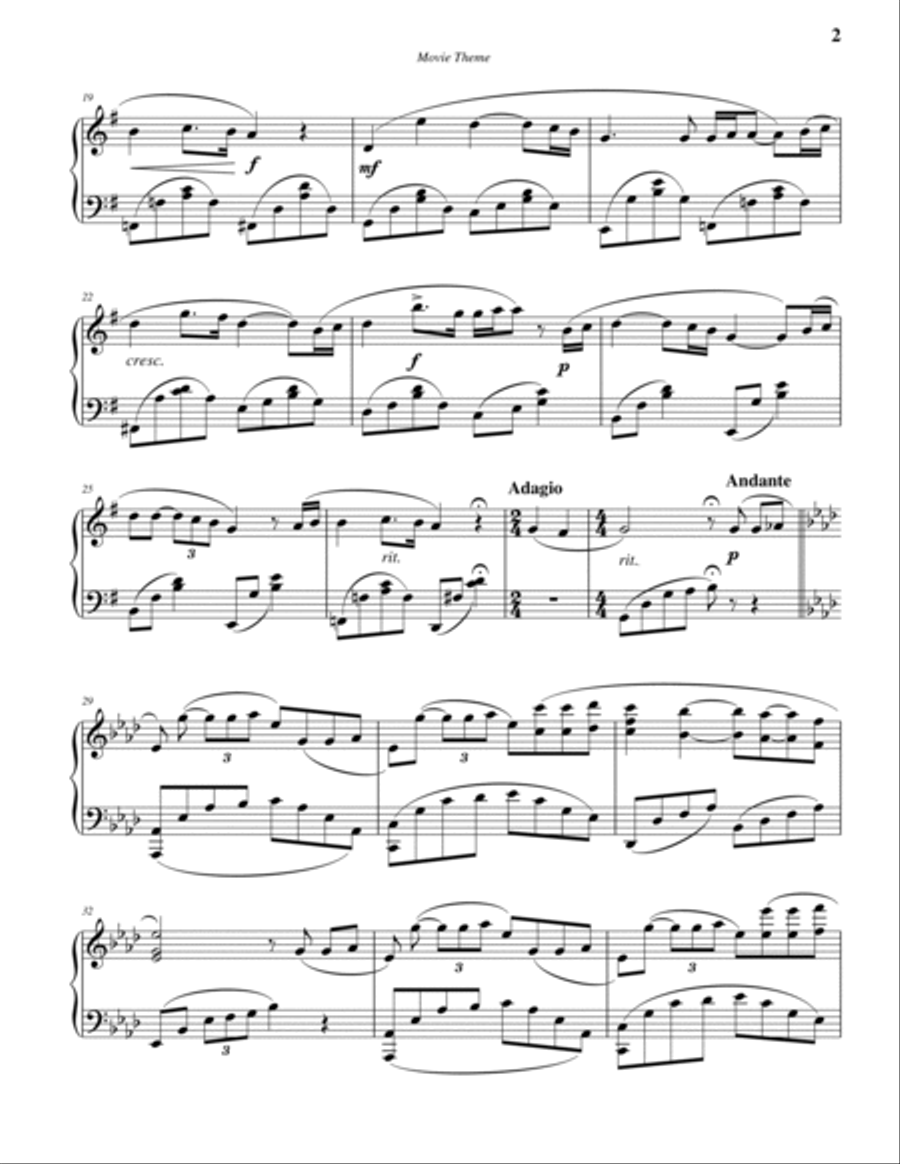 Movie Theme Piano Solo scores gallery preview page 2