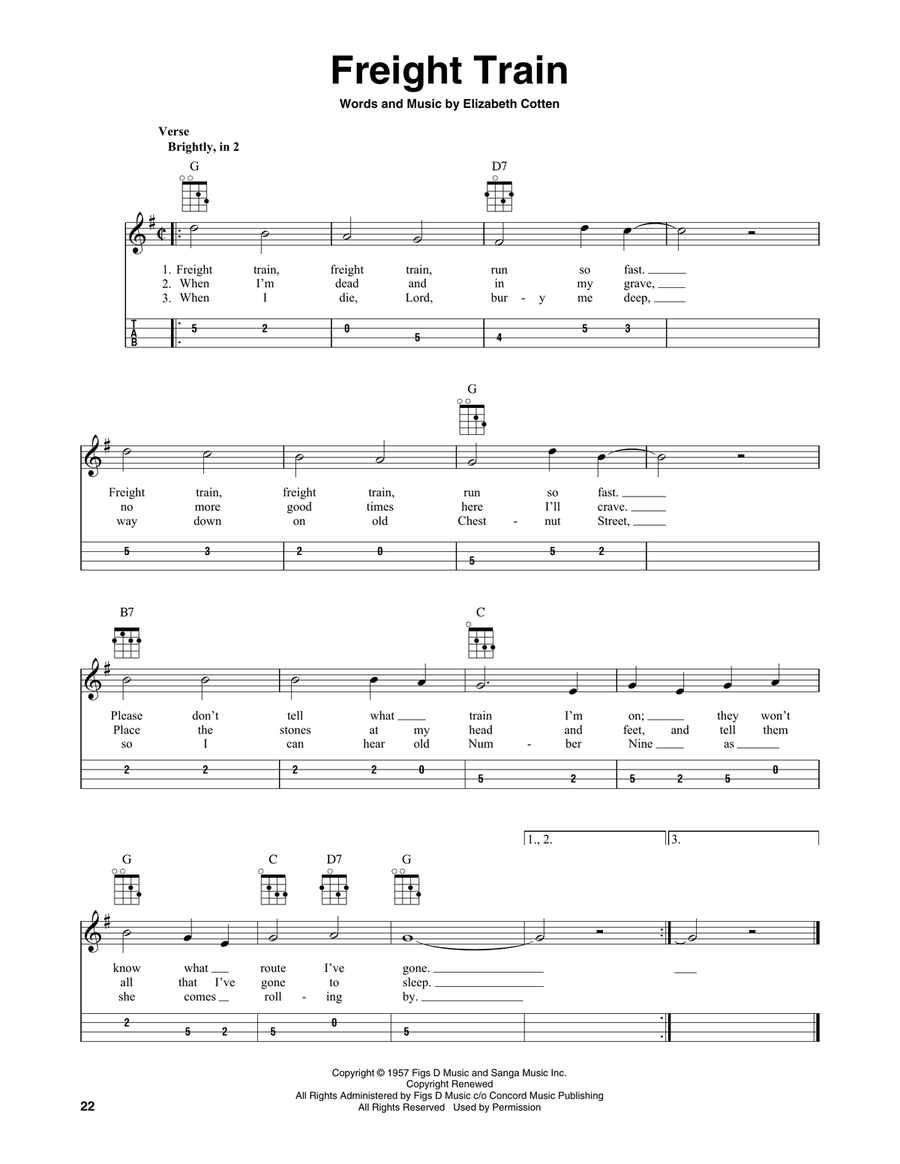 Freight Train Freight Train Mandolin scores gallery preview page 1