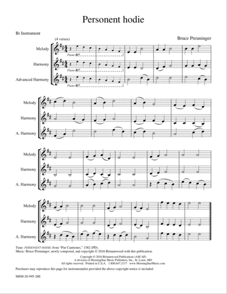 Personent Hodie Piano and Keyboard scores gallery preview page 1