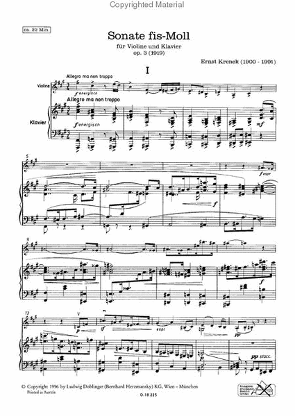 Sonate fis-moll op. 3 (1919)
