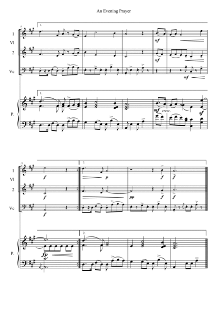 An Evening Prayer Piano Quartet scores gallery preview page 2
