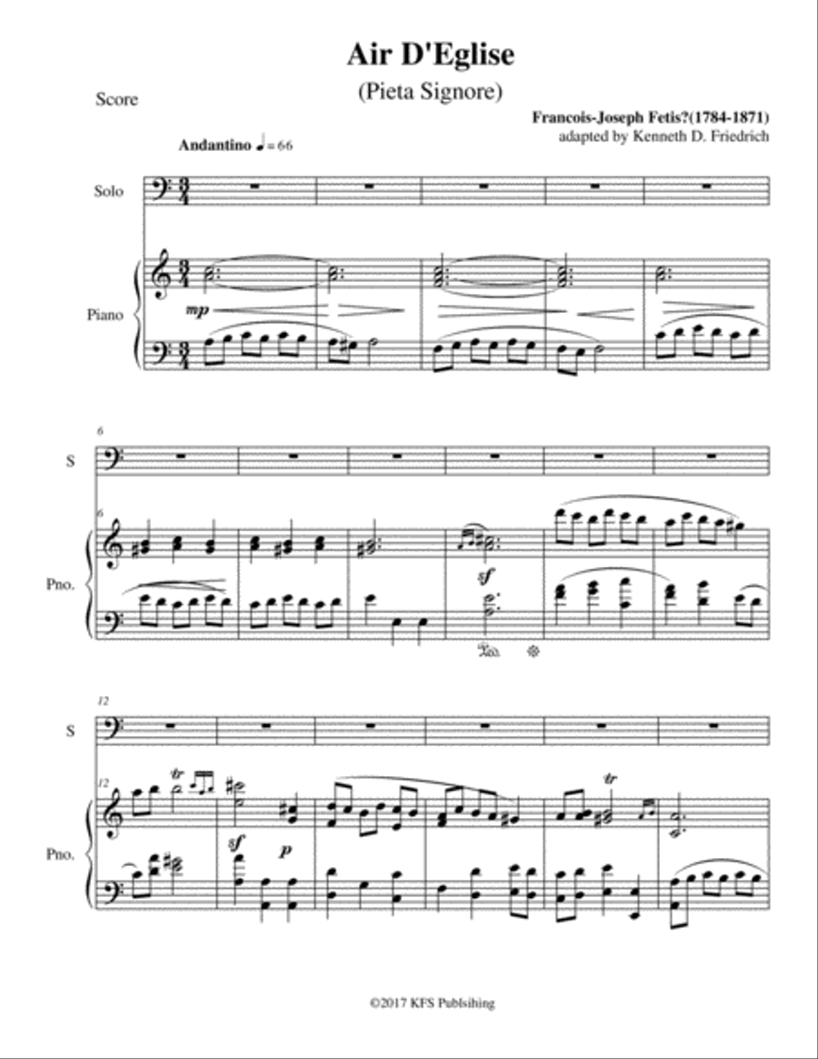 Air D'Eglise (Pieta Signore) Trombone scores gallery preview page 1