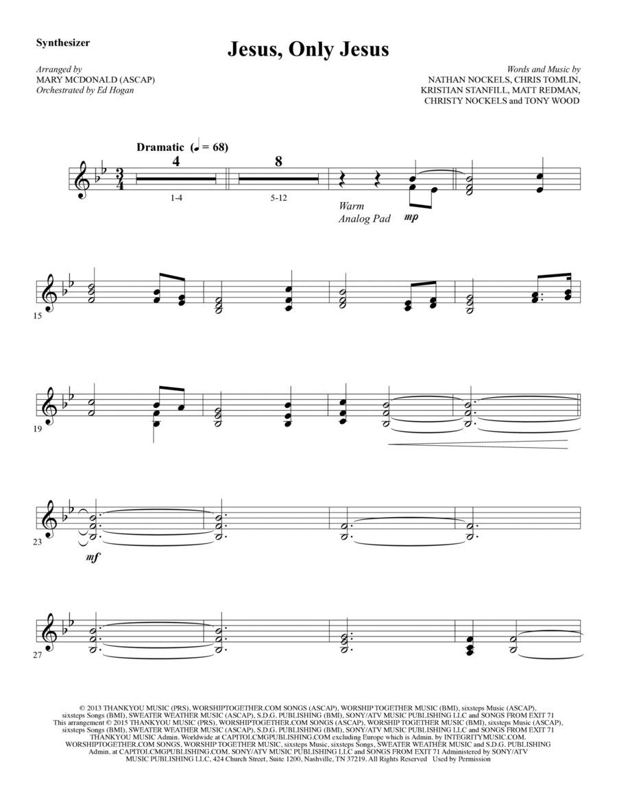 Jesus, Only Jesus - Synthesizer Choir scores gallery preview page 1