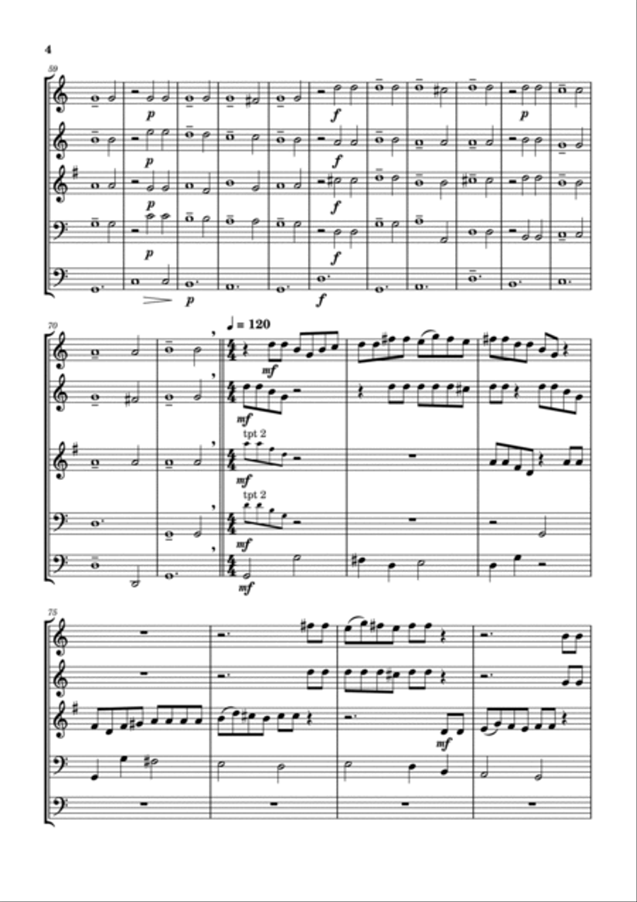 Gaude Plaude Brass Quintet scores gallery preview page 4