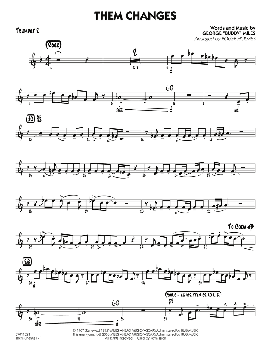 Them Changes - Trumpet 2 Them Changes - Trumpet 2 Jazz Ensemble scores gallery preview page 1